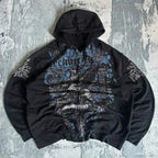 Distress Y2K Gothic Skull Hoodie