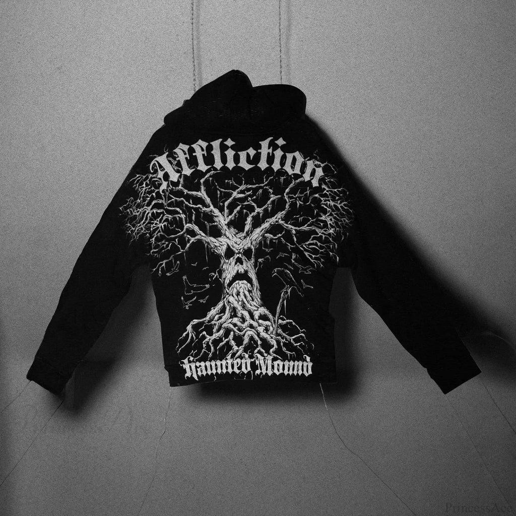 Distress Y2K Gothic Skull Hoodie