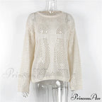 Distressed Cross Fishnet Charming Design Hollow Out Sweater