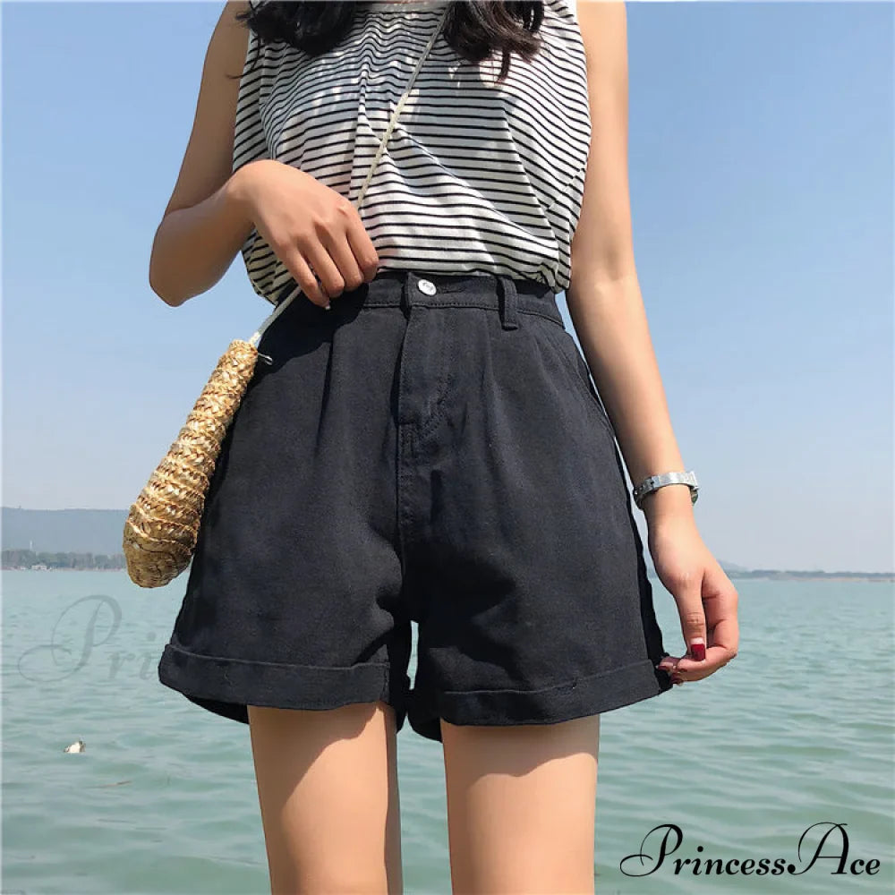 Distressed High Waist Women's Denim Vintage Korean Shorts Summer