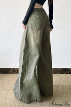 Distressed Low Waist Flared Wide Leg Jeans
