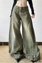 Distressed Low Waist Flared Wide Leg Jeans