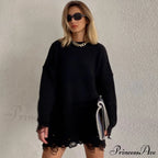 Distressed Striped Graceful Knit Top