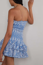 Ornella Statement Strapless, Figure Hugging Mini Dress with Embroidered Lace Elevated Occasion Wear