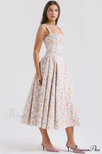 Dorothy White Stylish Rosebud Print Sundress