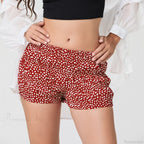 Dot Print Ruched Elastic Waist Short