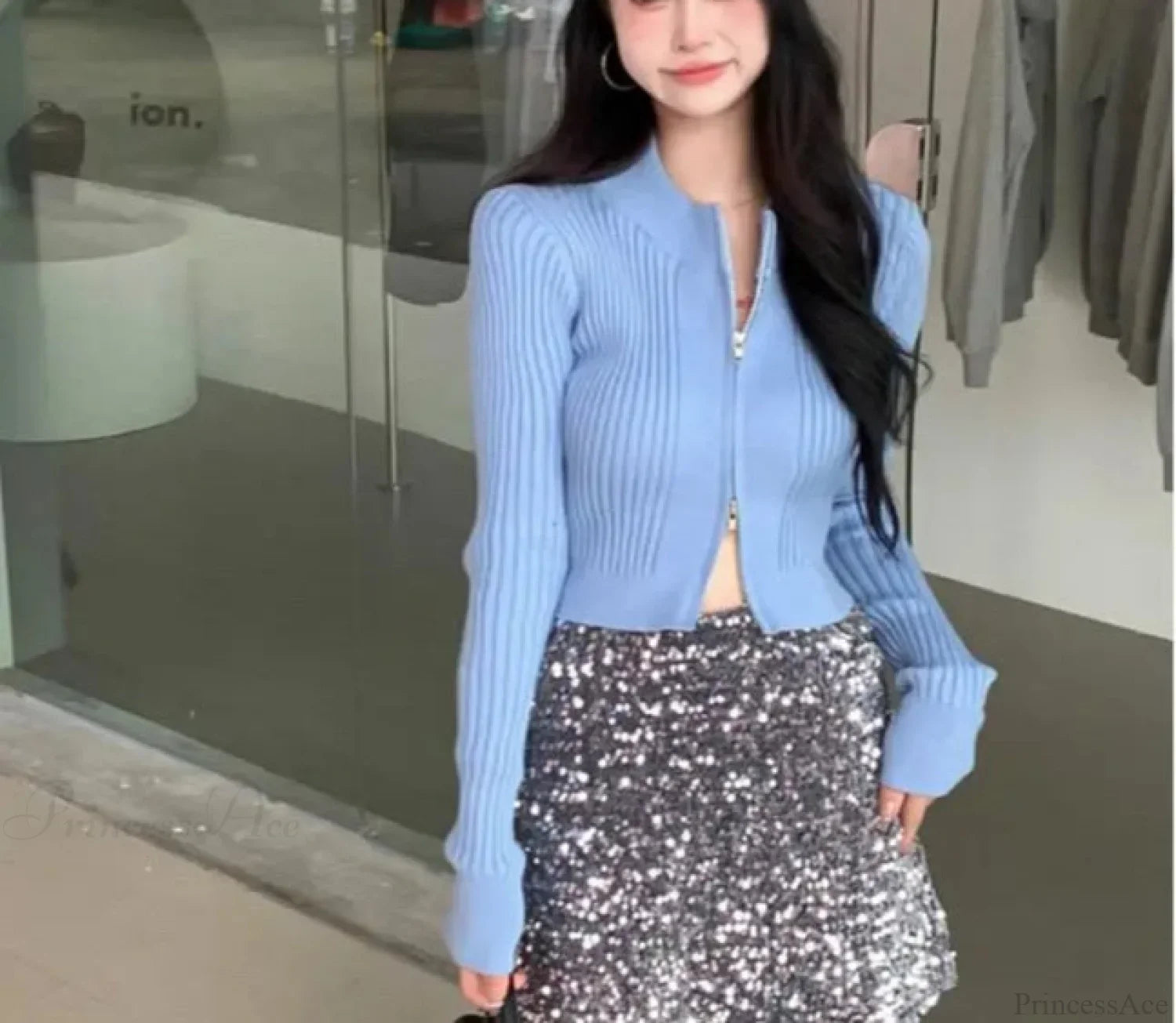 Double-Headed Zipper High Quality Knitted Cardigan Coat
