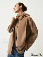 Double Pockets Cotton Blend Modern Jacket With Matching Scarf