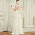 Double Strap Deep V-Neck Lace Wedding Dress