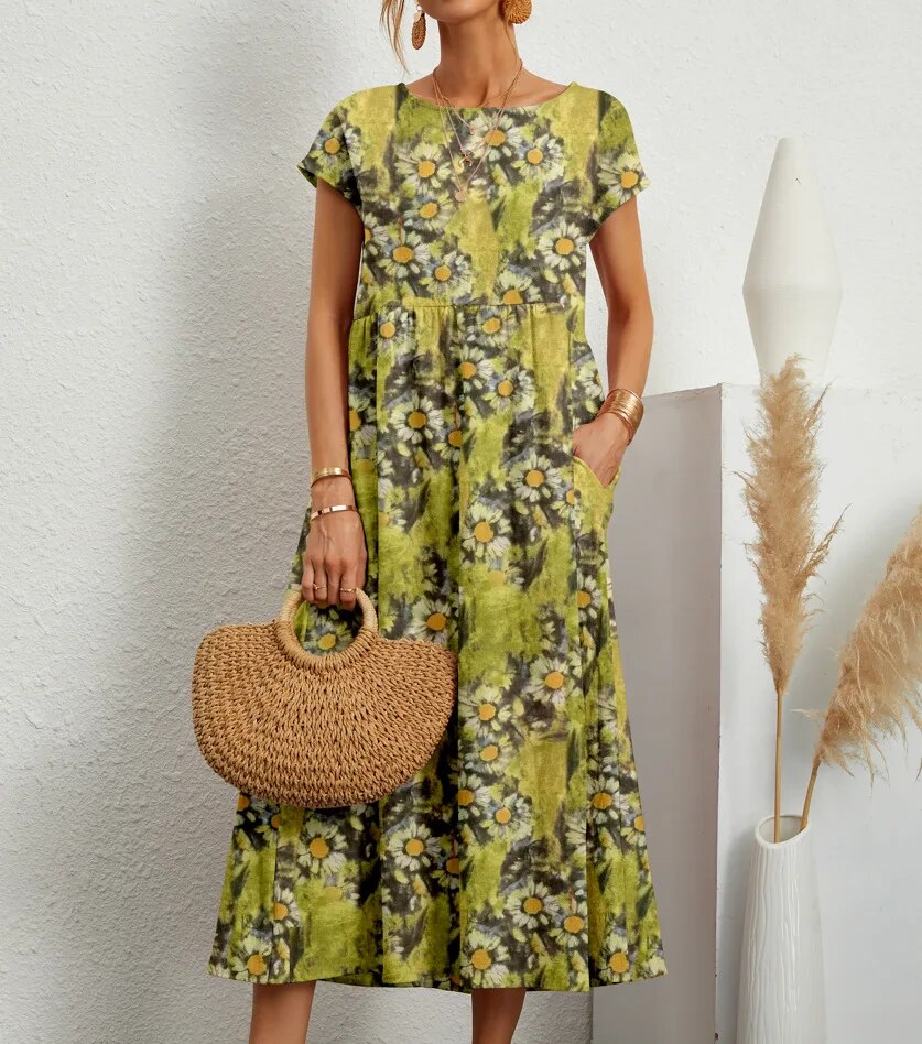Nicole Timeless Long Cotton Summer Dress, and Designer Dress Edit
