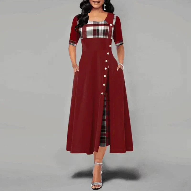Marisa Aesthetic Long Checked Dress Everyday Luxe Edit