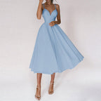 Yessica Elevated Dress with V Neck and Straps Evening Wear Edit
