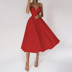 Yessica Elevated Dress with V Neck and Straps Evening Wear Edit