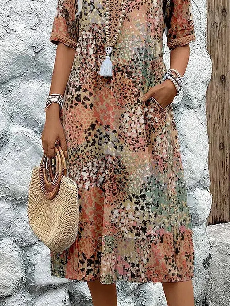 Elisa Vibrant Midi Length Premium Dress with Premium Casual Styling