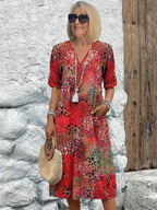 Elisa Vibrant Midi Length Premium Dress with Premium Casual Styling