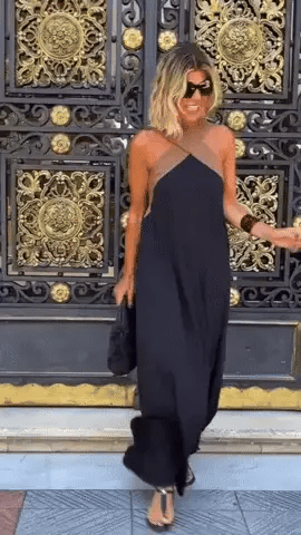 cross backless sleeveless dress