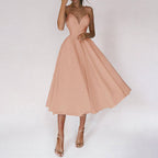 Yessica Elevated Dress with V Neck and Straps Evening Wear Edit