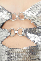 Draped Bra Mini Dress Graceful With Double Metal Ring