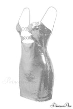 Draped Bra Mini Dress Graceful With Double Metal Ring