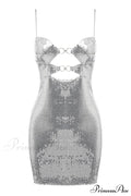 Draped Bra Mini Dress Graceful With Double Metal Ring
