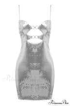 Draped Bra Mini Dress Graceful With Double Metal Ring