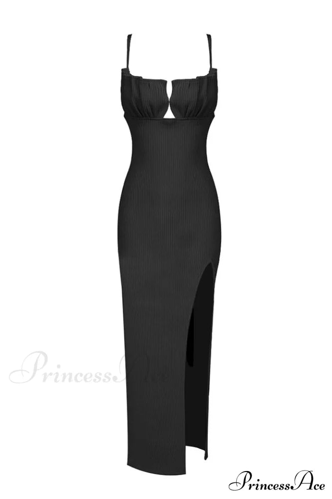 Draped Bustier Stylish Ribbed Midi Dress
