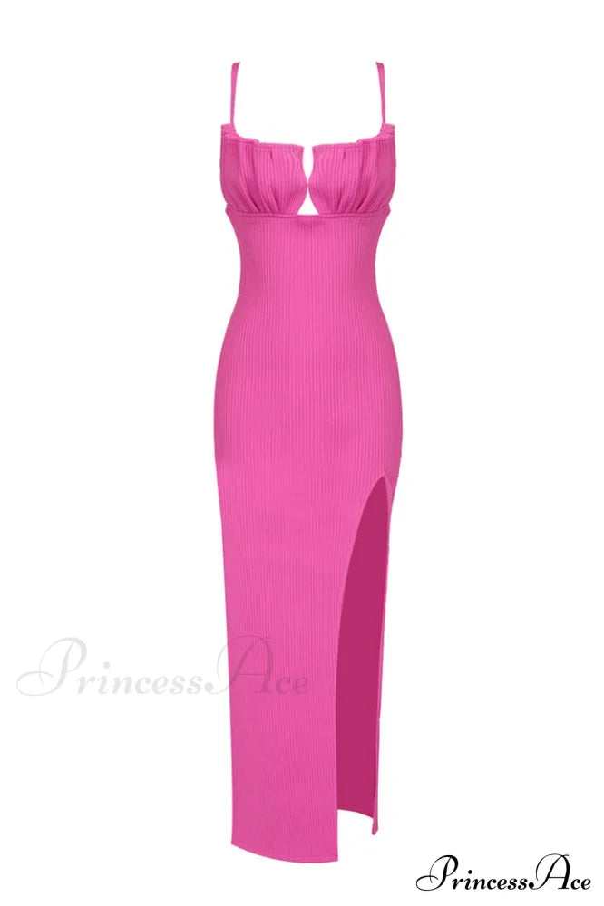 Draped Bustier Stylish Ribbed Midi Dress