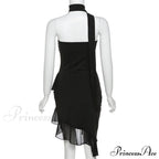 Draped Frill Stylish Tube Mini Dress
