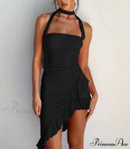 Draped Frill Stylish Tube Mini Dress