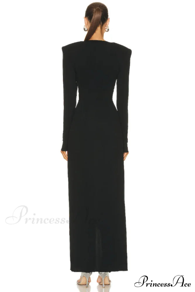 Draped Ring Detailed Charming Deep V Neck Dress
