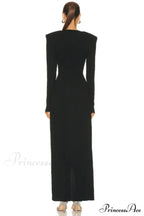 Draped Ring Detailed Charming Deep V Neck Dress
