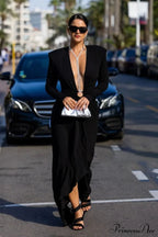 Draped Ring Detailed Charming Deep V Neck Dress