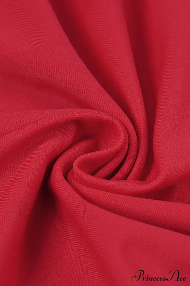 Draped Ring Detailed Charming Deep V Neck Dress