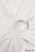 Draped Ring Detailed Charming Deep V Neck Dress