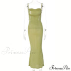 Draped Sleeveless Spaghetti Strap Summer Midi Dress