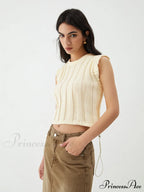 Drawstring Crochet Graceful Sweater Vest