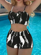Drawstring Front Shorts Two Piece Set
