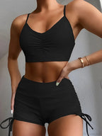 Drawstring Front Shorts Two Piece Set