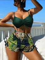 Drawstring Front Shorts Two Piece Set