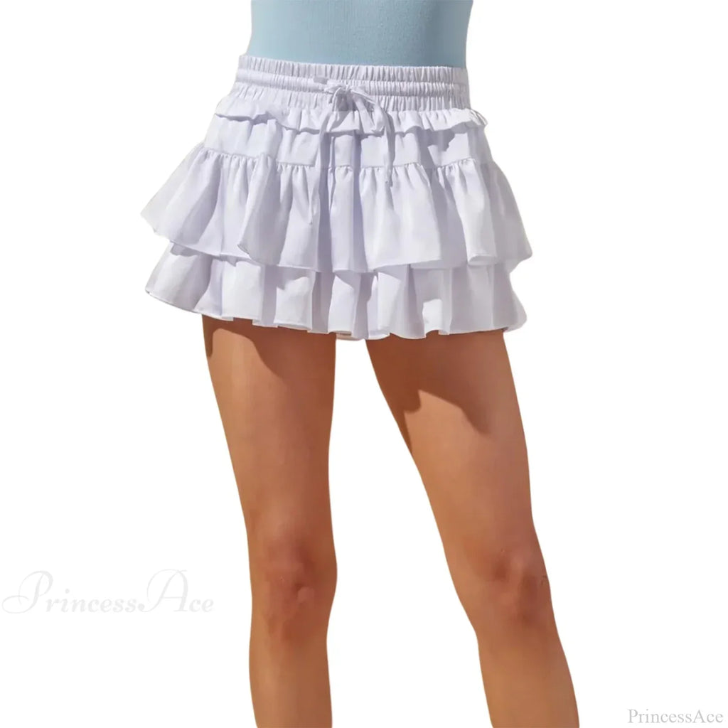 Drawstring Layered Ruffles Skirt