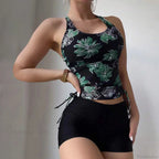 Drawstring Strap Crew Neck Two Piece Set