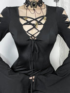 Dress Hollow Blaze Sleeve Tall Waist Maxi Garb