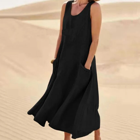 Fabiana Minimalist Dress with Pockets Elevated Occasion Wear