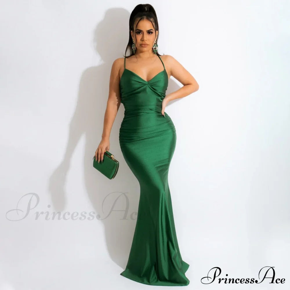 Dulzura Lace Up Women Solid Satin Maxi Dress