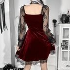Durable Lace Plunging Neckline Mini Dress