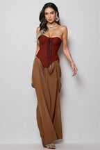 Tessd Strapless Patchwork Details Maxi Dress