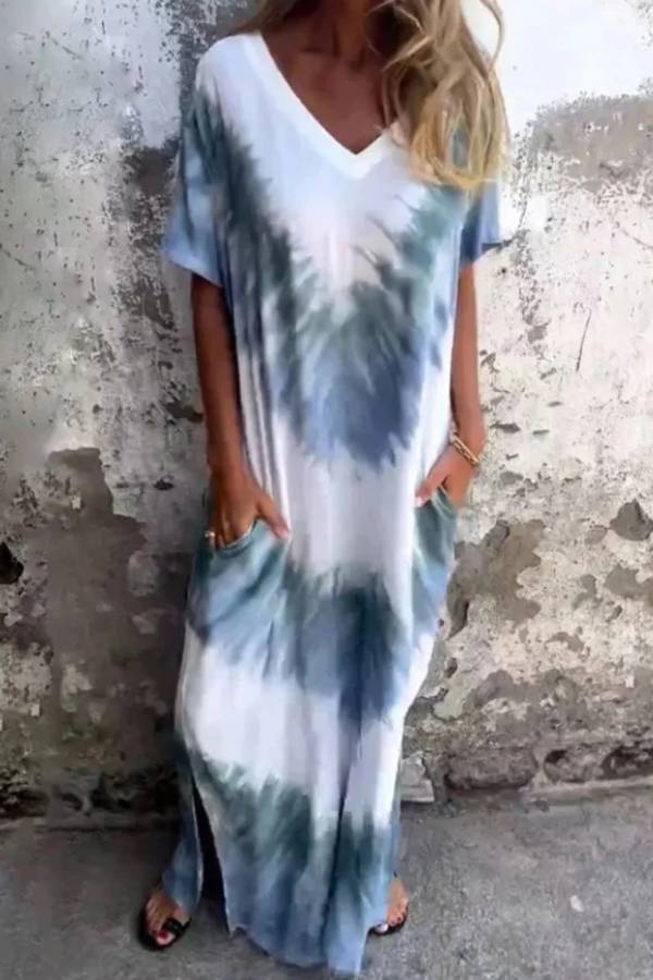 Plus-Size Printed Short-Sleeve Dress