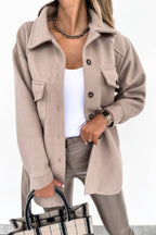 Solid color shirt and loose woolen coat