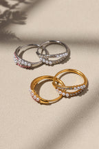 Fashionable Double-layer Inlaid Rhinestone Pearl Ring