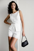 Elegant cutout sleeveless vacation set
